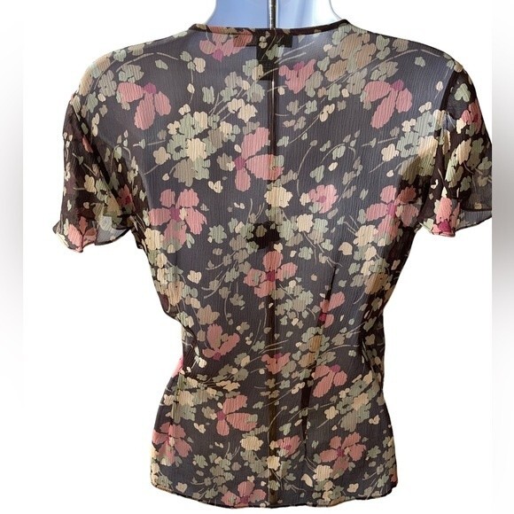 Silk Lauren Ralph Lauren Floral Wrap Top Size 4 - Picture 4 of 5